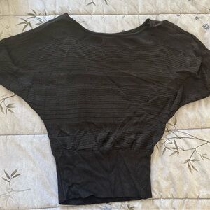 White House Black Market Black Boxy Ribbed Blouse